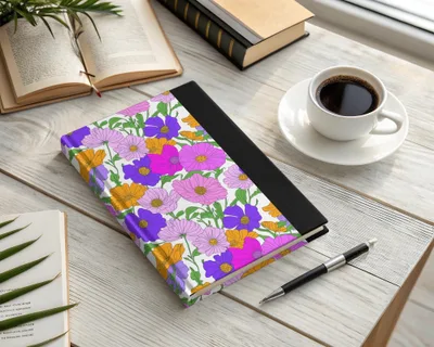 Preppy Pink, Purple, Orange 60's Floral Pattern, Digital Background, Seamless Pattern, Digital Download, Fabric Design, Wallpaper Design - Moore and Mountain