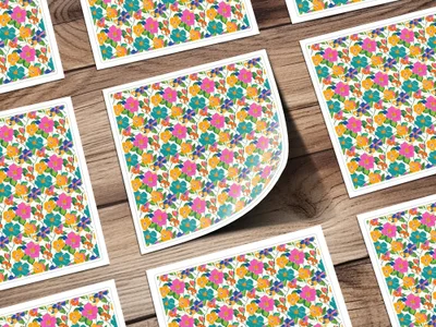 Preppy Pink Teal Orange Floral Seamless Pattern, Digital Background, 60s Floral Pattern, Colorful Flower Fabric Design, Repeat Print, Digital - Moore and Mountain