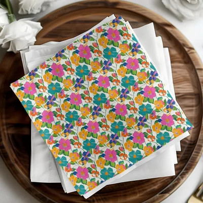 Preppy Pink Teal Orange Floral Seamless Pattern, Digital Background, 60s Floral Pattern, Colorful Flower Fabric Design, Repeat Print, Digital - Moore and Mountain
