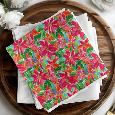 Preppy Poinsettia Floral Watercolor Seamless Surface Pattern Design - Moore and Mountain