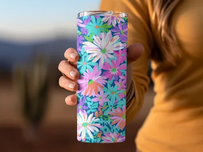 Preppy Purple Bold Floral Pattern with Bright Colors Digital - Moore and Mountain