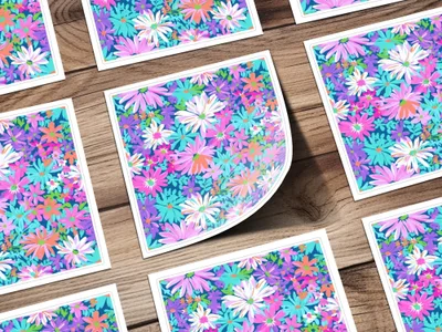 Preppy Purple Bold Floral Pattern with Bright Colors Digital - Moore and Mountain