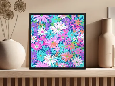 Preppy Purple Bold Floral Pattern with Bright Colors Digital - Moore and Mountain
