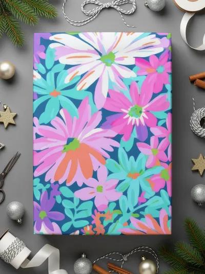 Preppy Purple Bold Floral Pattern with Bright Colors Digital - Moore and Mountain