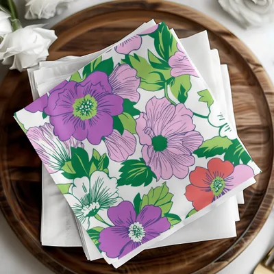 Preppy Purple Groovy Floral Background, 60s Floral Pattern Digital Paper, Retro Flower Seamless Pattern, Floral Clipart, Fabric Design - Moore and Mountain
