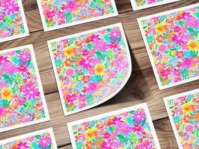 Vibrant Multicolor Floral Design Decorative Art Print