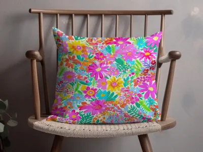 Vibrant Floral Patterned Decorative Pillow for Home Decor