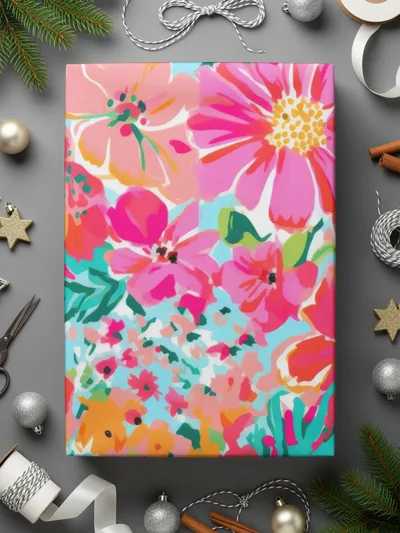 Vibrant Floral Gift Wrapping Paper Pack for Festive Occasions