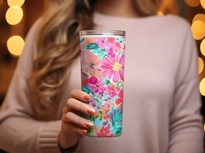 Floral Pattern Insulated Stainless Steel Tumbler