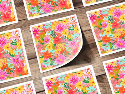 Vibrant Floral Sticker Set Colorful and Decorative Stickers