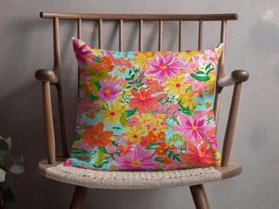 Vibrant Multicolor Floral Cushion Cover for Home Decor
