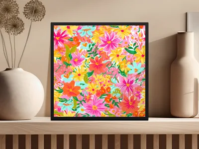 Bright and Colorful Floral Pattern Art Print