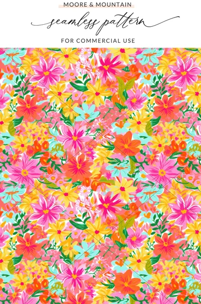 Bright Floral Seamless Pattern for Commercial Use