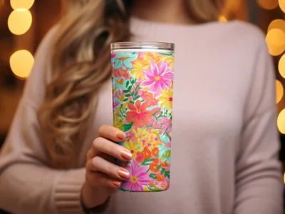 Vibrant Floral Patterned Drinkware for Everyday Use