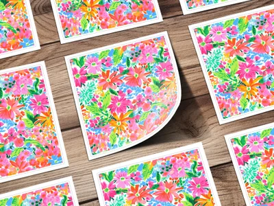 Vibrant Colorful Floral Pattern Art Print Collection