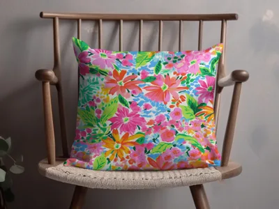 Bright Floral Pattern Colorful Decorative Pillow