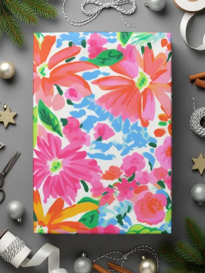 Colorful Floral Design Gift Wrapping Paper Sheet
