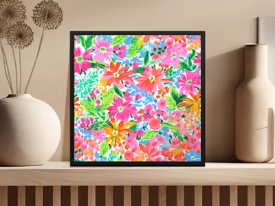 Bright Floral Abstract Art Print for Home Decor