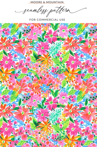 Vibrant Floral Seamless Pattern For Commercial Use