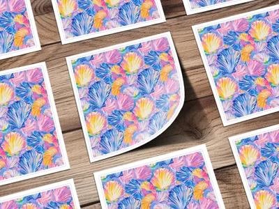 Preppy Seashells and Tropical Pattern Repeating Design Digital, Seamless Beachy Pattern - Moore and Mountain