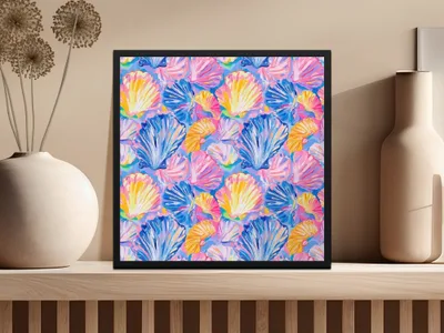 Preppy Seashells and Tropical Pattern Repeating Design Digital, Seamless Beachy Pattern - Moore and Mountain
