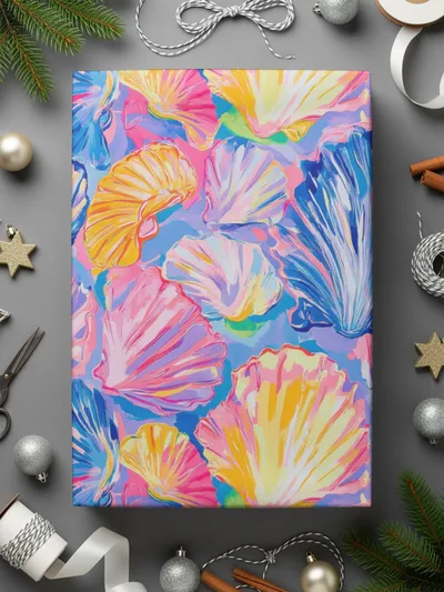 Preppy Seashells and Tropical Pattern Repeating Design Digital, Seamless Beachy Pattern - Moore and Mountain