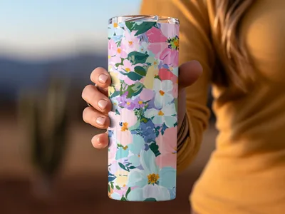 Preppy Spring Abstract Gouache Acrylic Artistic Floral Swirl in Pastels Digital Download Pattern - Moore and Mountain