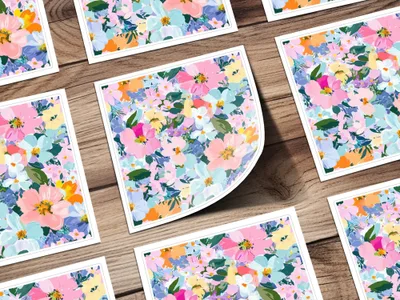 Preppy Spring Abstract Gouache Acrylic Artistic Floral Swirl in Pastels Digital Download Pattern - Moore and Mountain