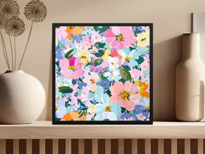 Preppy Spring Abstract Gouache Acrylic Artistic Floral Swirl in Pastels Digital Download Pattern - Moore and Mountain