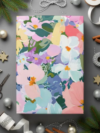 Preppy Spring Abstract Gouache Acrylic Artistic Floral Swirl in Pastels Digital Download Pattern - Moore and Mountain