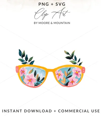 Pink and yellow floral pattern reflected in sunglasses.