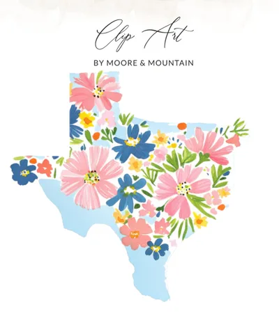 Preppy Texas Floral Clipart Digital PNG SVG, Vibrant Flower Map Art, Commercial Use Clipart, Cute Texas Outline Graphic, Trendy Digital SVG