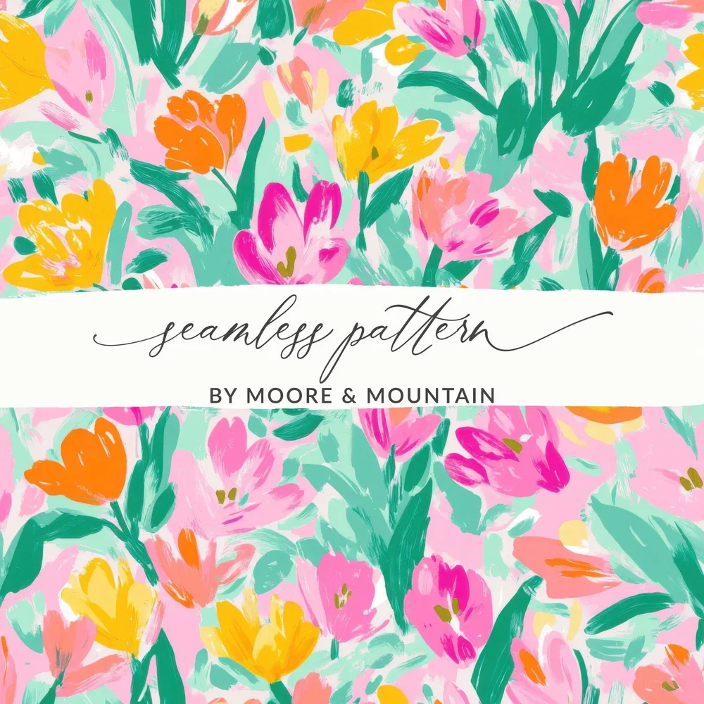 Preppy Tulips Seamless Playful Pastel Floral Blooms Seamless Pattern Abstract - Moore and Mountain