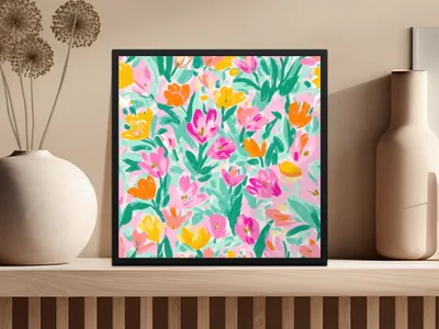 Preppy Tulips Seamless Playful Pastel Floral Blooms Seamless Pattern Abstract - Moore and Mountain