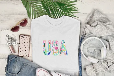 Preppy USA Painterly SVG, Gouache Floral PNG, Vibrant Watercolor Clipart, Artistic Rainbow Illustration, Trendy Digital Download, Colorful