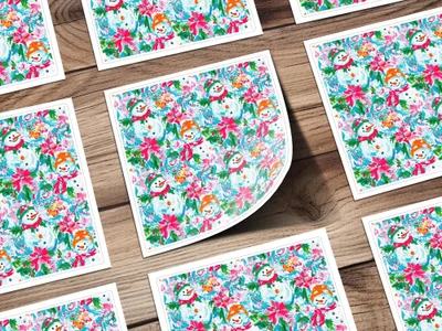 Preppy Xmas Seamless Pattern Festive Holiday Snowman Among Flowers Seasonal Pattern - Moore and Mountain