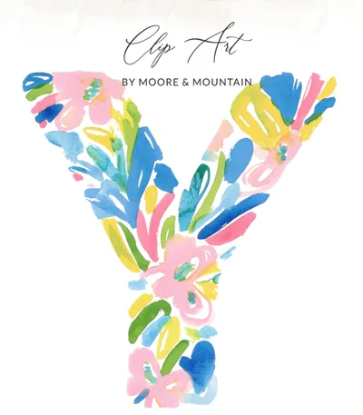 Preppy Y Letter Watercolor SVG Digital File | Floral Initial Preppy Clip Art PNG | Bright Alphabet Wall Art Design