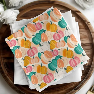 Pumpkin Digital Paper, Seamless Pattern, Fall Harvest Clipart, Autumn Theme, Pastel Pumpkins, Scrapbooking Paper, Fabric Design, Digital - Moore and Mountain