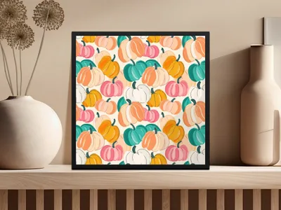 Pumpkin Digital Paper, Seamless Pattern, Fall Harvest Clipart, Autumn Theme, Pastel Pumpkins, Scrapbooking Paper, Fabric Design, Digital - Moore and Mountain