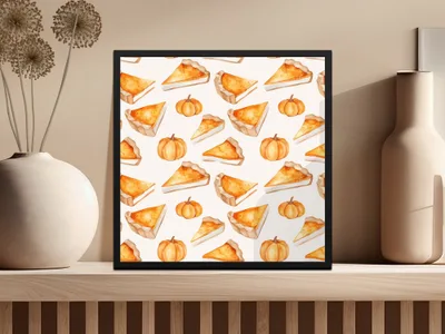 Pumpkin Pie Digital Seamless Pattern, Thanksgiving Harvest JPEG, Fall Autumn Watercolor Texture, Printable Scrapbook Paper - Moore and Mountain