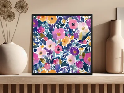 Vibrant Floral Wall Art in Colorful Design Print