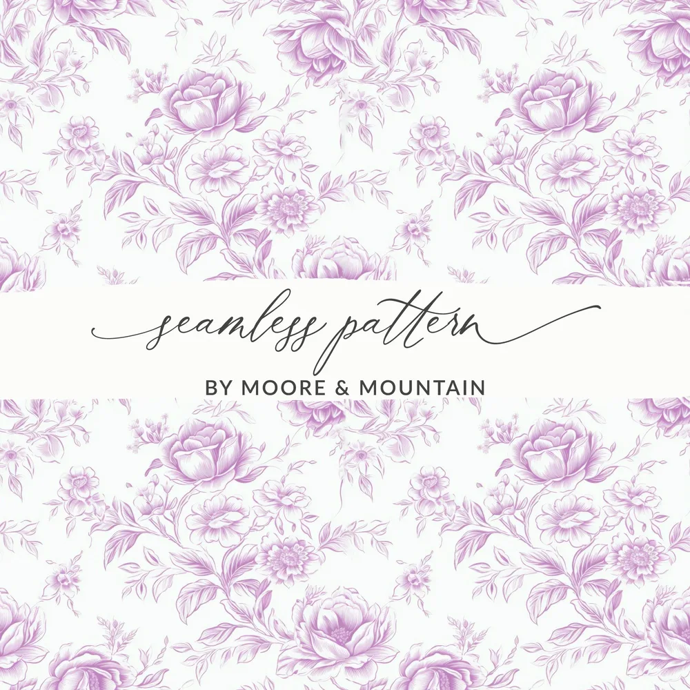 Purple Floral Digital Paper, Seamless Flower Pattern, Watercolor Floral, Elegant Spring, Floral Print, Fabric Design, Scrapbook Paper - Moore and Mountain