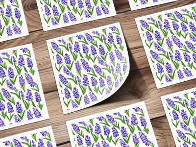 Purple Hyacinth Floral Pattern, Digital Seamless Pattern, Flower Digital Paper, Watercolor Flower Print, Fabric Design, Digital Download - Moore and Mountain