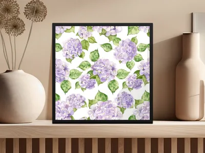 Purple Hydrangea Digital Paper, Seamless Floral Pattern, Watercolor Flowers, Scrapbook Paper, Fabric Print, Digital Download - Moore and Mountain