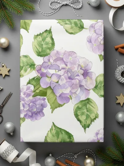 Purple Hydrangea Digital Paper, Seamless Floral Pattern, Watercolor Flowers, Scrapbook Paper, Fabric Print, Digital Download - Moore and Mountain