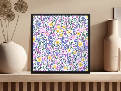 Vibrant Floral Art Print with Colorful Wildflowers