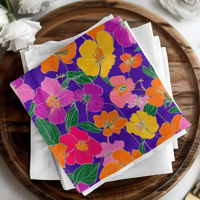 Purple Preppy Digital Paper, Groovy Floral Background, 60s Floral Pattern, Seamless Flowers, Flower Digital Design, Colorful Floral Art - Moore and Mountain