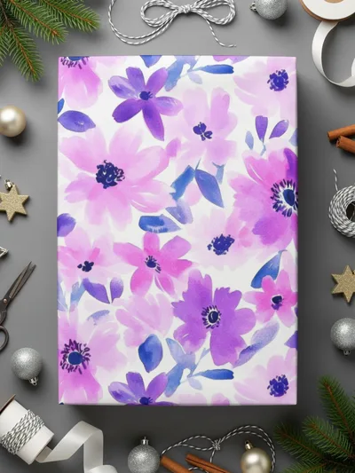 Purple Watercolor Floral Pattern Seamless Vibrants Painted Floral Purple Pattern - Moore and Mountain