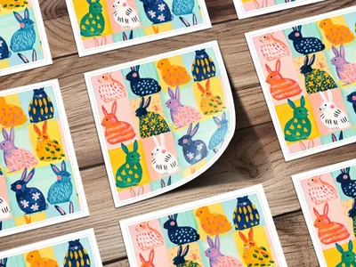 Colorful Abstract Bunny Rabbit Design Art Print