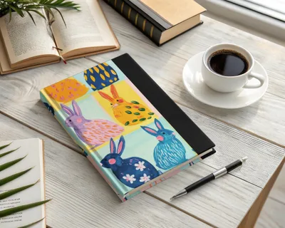 Colorful Bunny Themed Hardcover Journal Product